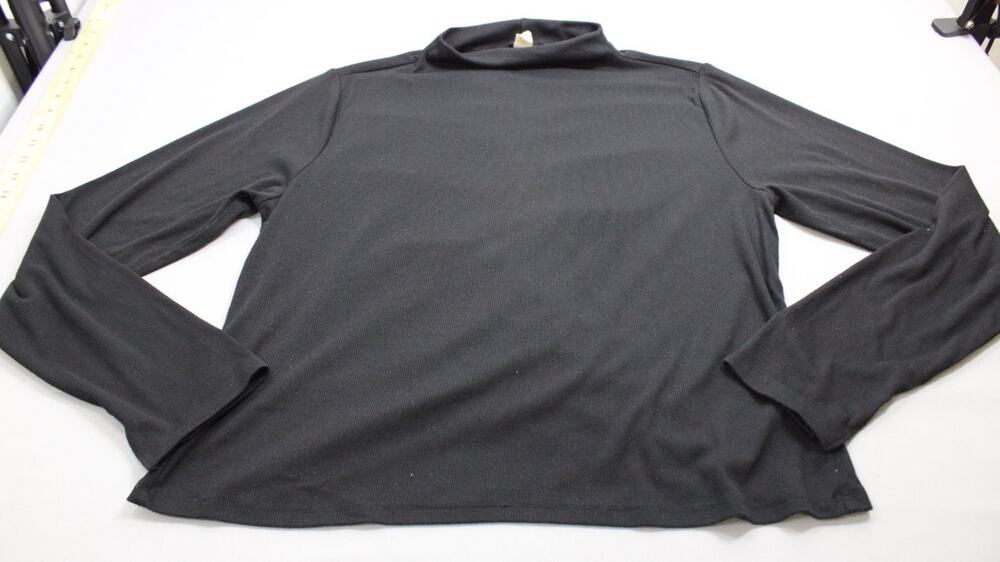 Old Navy Ultralite Go-Dry Turtleneck Top Womens XL Black Ribbed Ruched Back Long
